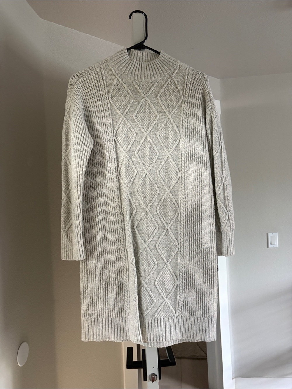 LOFT Cream Cable Knit Turtleneck Sweater Dress